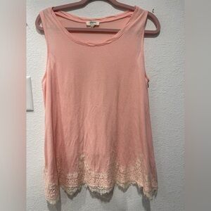 🌈 Umgee Pink Lace Accent Tank Top